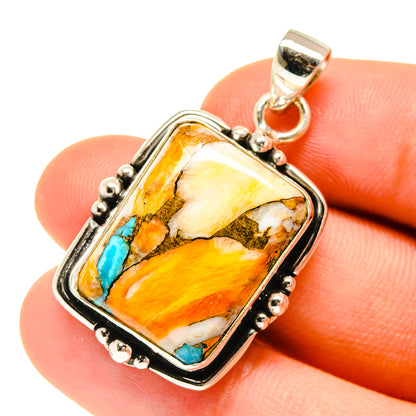 Orange Copper Composite Turquoise Pendants handcrafted by Ana Silver Co - PD760714