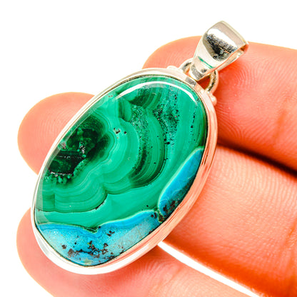 Malachite In Chrysocolla Pendants handcrafted by Ana Silver Co - PD760722