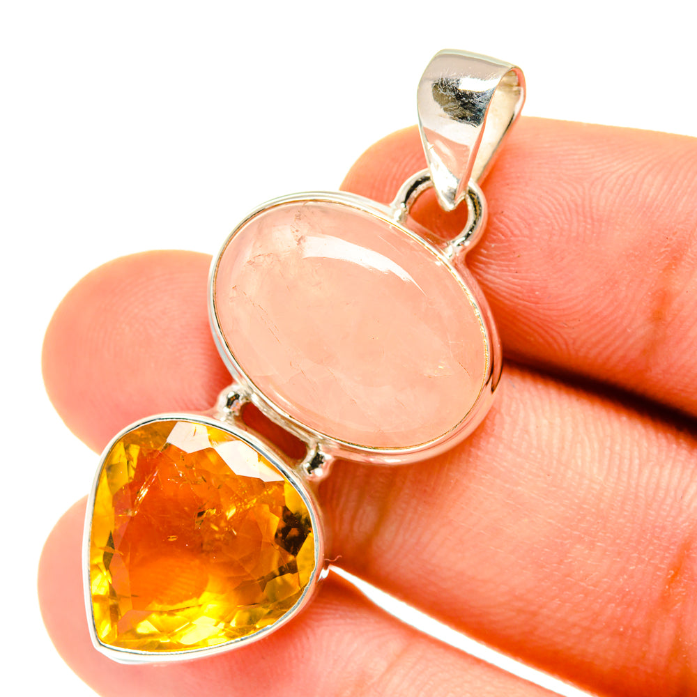 Rose Quartz Pendants handcrafted by Ana Silver Co - PD760734
