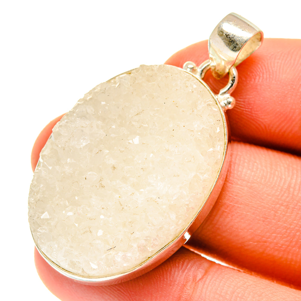 White Quartz Druzy Pendants handcrafted by Ana Silver Co - PD760762