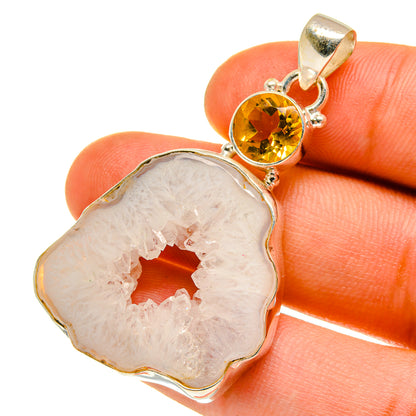 White Geode Slice Pendants handcrafted by Ana Silver Co - PD760780