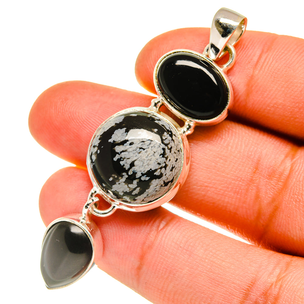 Snowflake Obsidian Pendants handcrafted by Ana Silver Co - PD760789