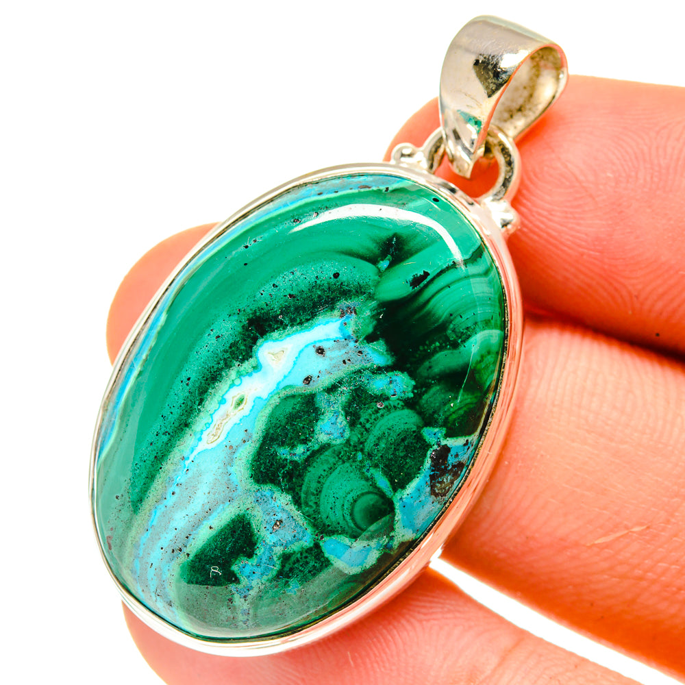 Malachite In Chrysocolla Pendants handcrafted by Ana Silver Co - PD760834