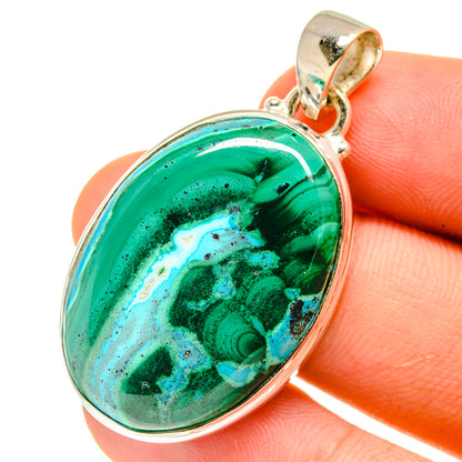 Malachite In Chrysocolla Pendants handcrafted by Ana Silver Co - PD760834