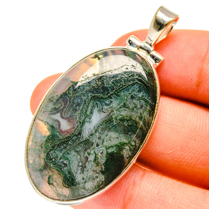 Green Moss Agate Pendants handcrafted by Ana Silver Co - PD760849