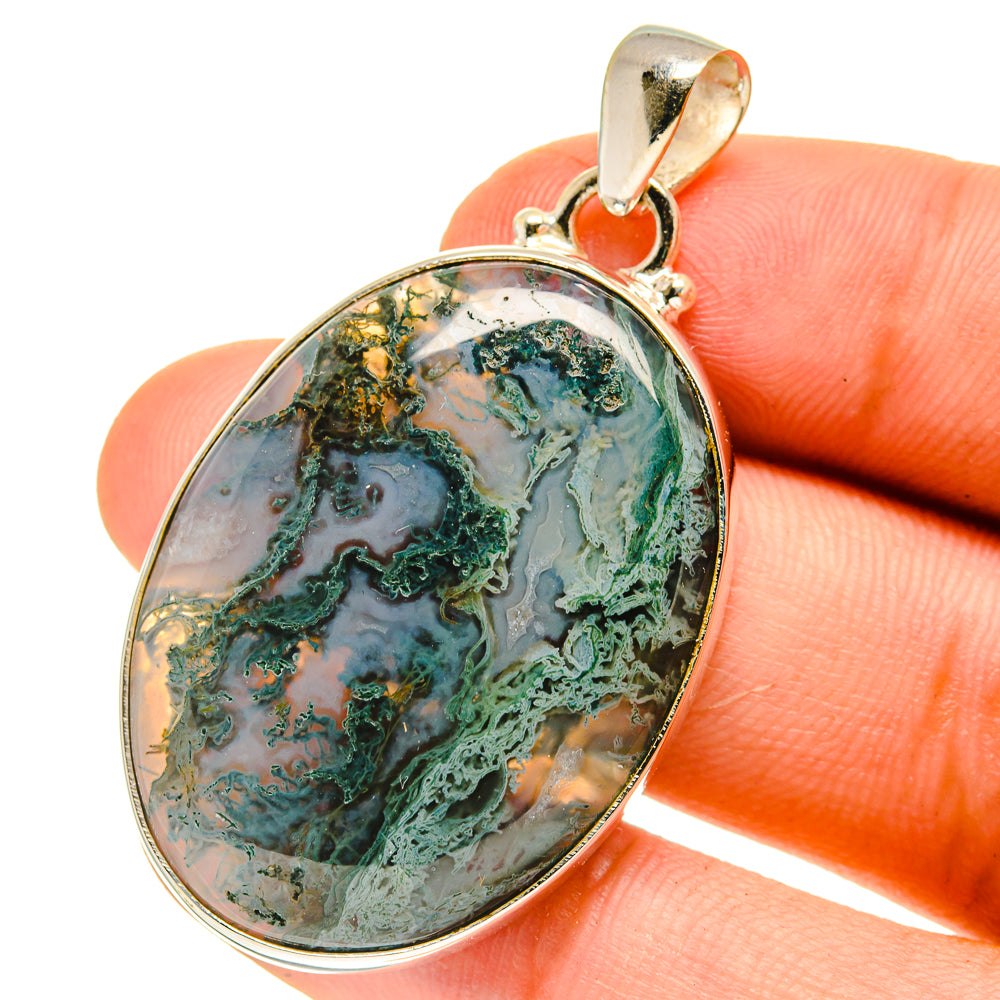 Green Moss Agate Pendants handcrafted by Ana Silver Co - PD760850