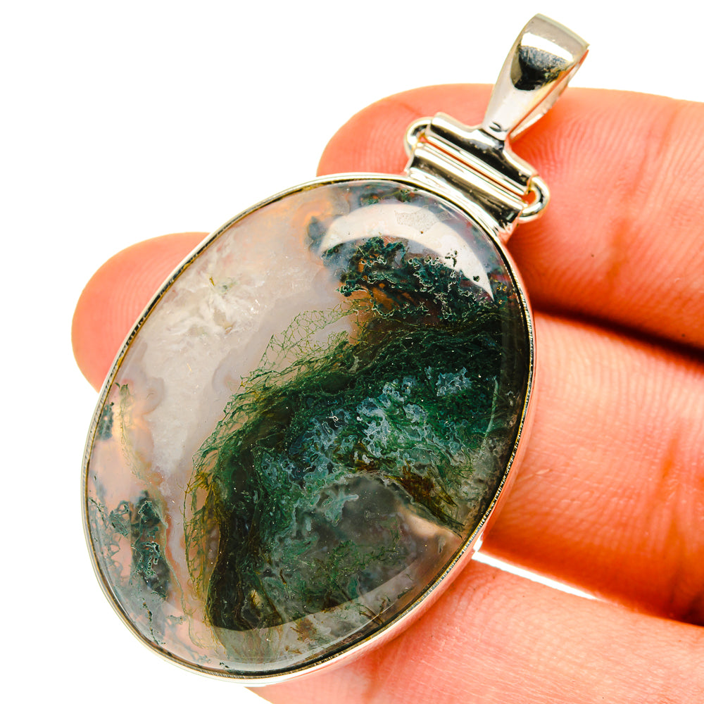Green Moss Agate Pendants handcrafted by Ana Silver Co - PD760852
