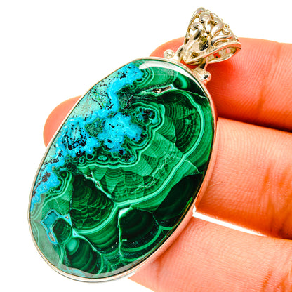 Malachite In Chrysocolla Pendants handcrafted by Ana Silver Co - PD760863