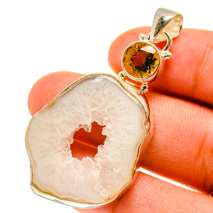 White Geode Slice Pendants handcrafted by Ana Silver Co - PD760875