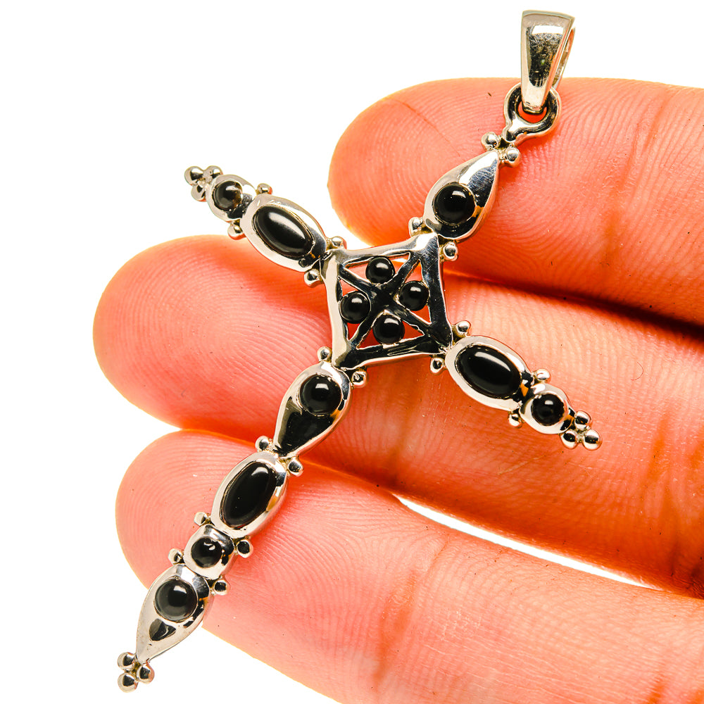 Black Onyx Cross Pendants handcrafted by Ana Silver Co - PD760891
