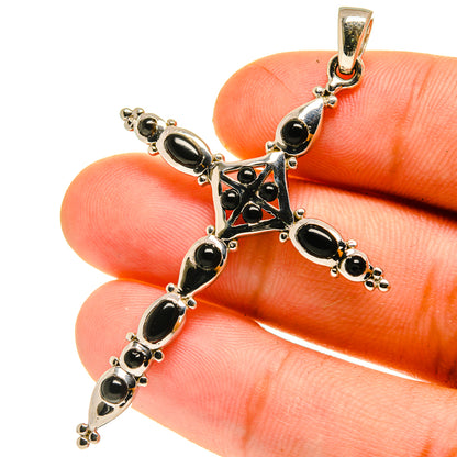Black Onyx Cross Pendants handcrafted by Ana Silver Co - PD760891