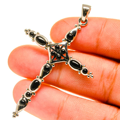 Black Onyx Cross Pendants handcrafted by Ana Silver Co - PD760892