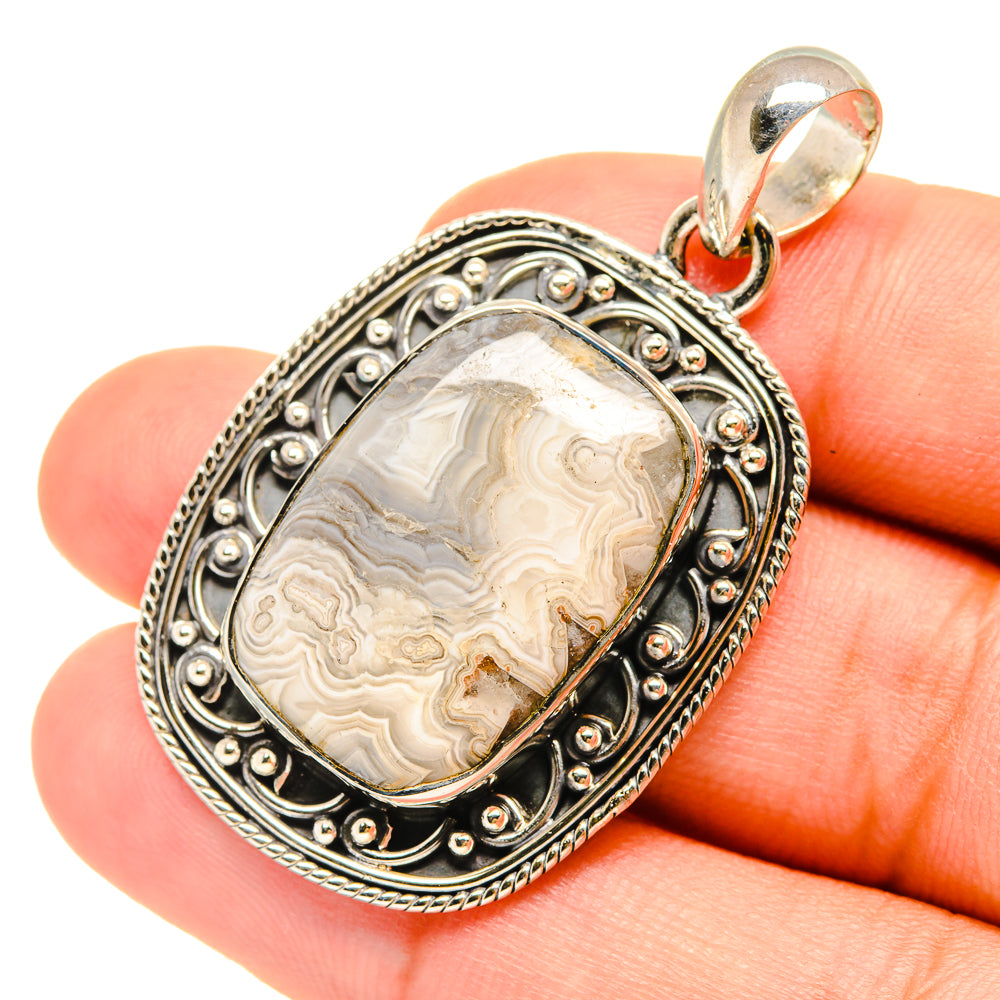 Laguna Lace Agate Pendants handcrafted by Ana Silver Co - PD7612