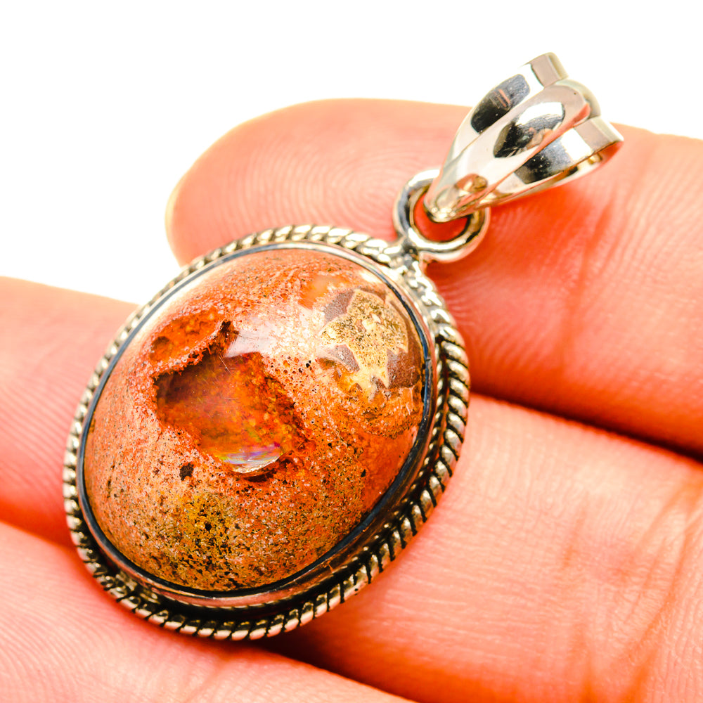 Mexican Fire Opal Pendants handcrafted by Ana Silver Co - PD7638