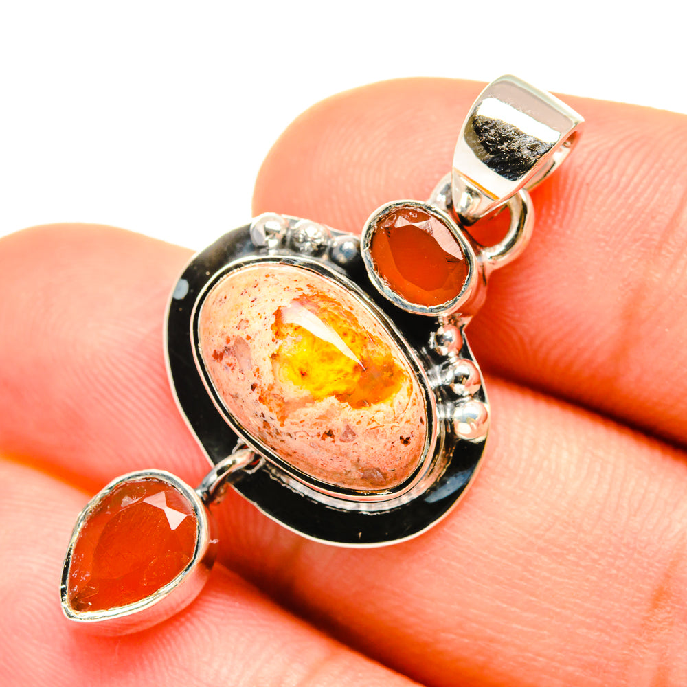 Mexican Fire Opal Pendants handcrafted by Ana Silver Co - PD7640