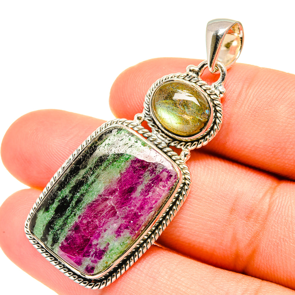 Ruby Zoisite Pendants handcrafted by Ana Silver Co - PD7668