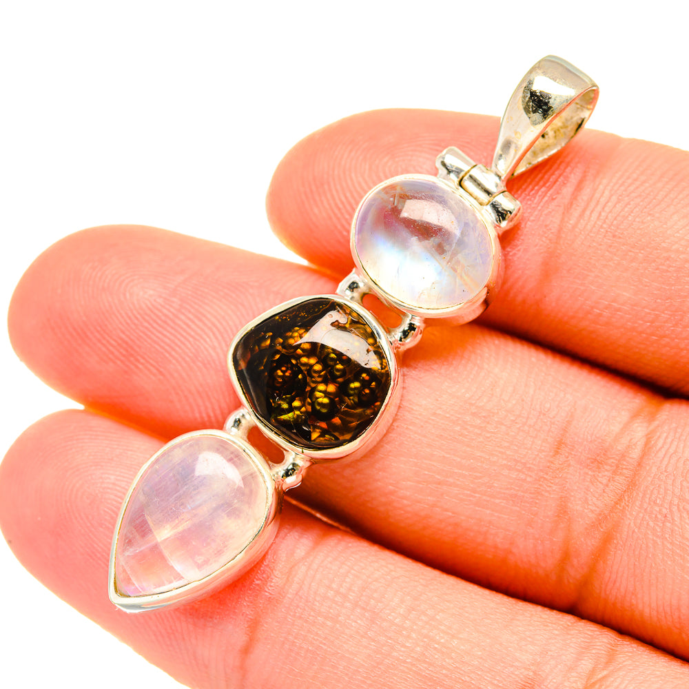 Rainbow Moonstone Pendants handcrafted by Ana Silver Co - PD7698