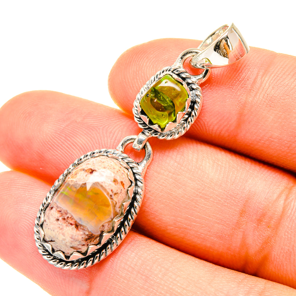 Mexican Fire Opal Pendants handcrafted by Ana Silver Co - PD7717