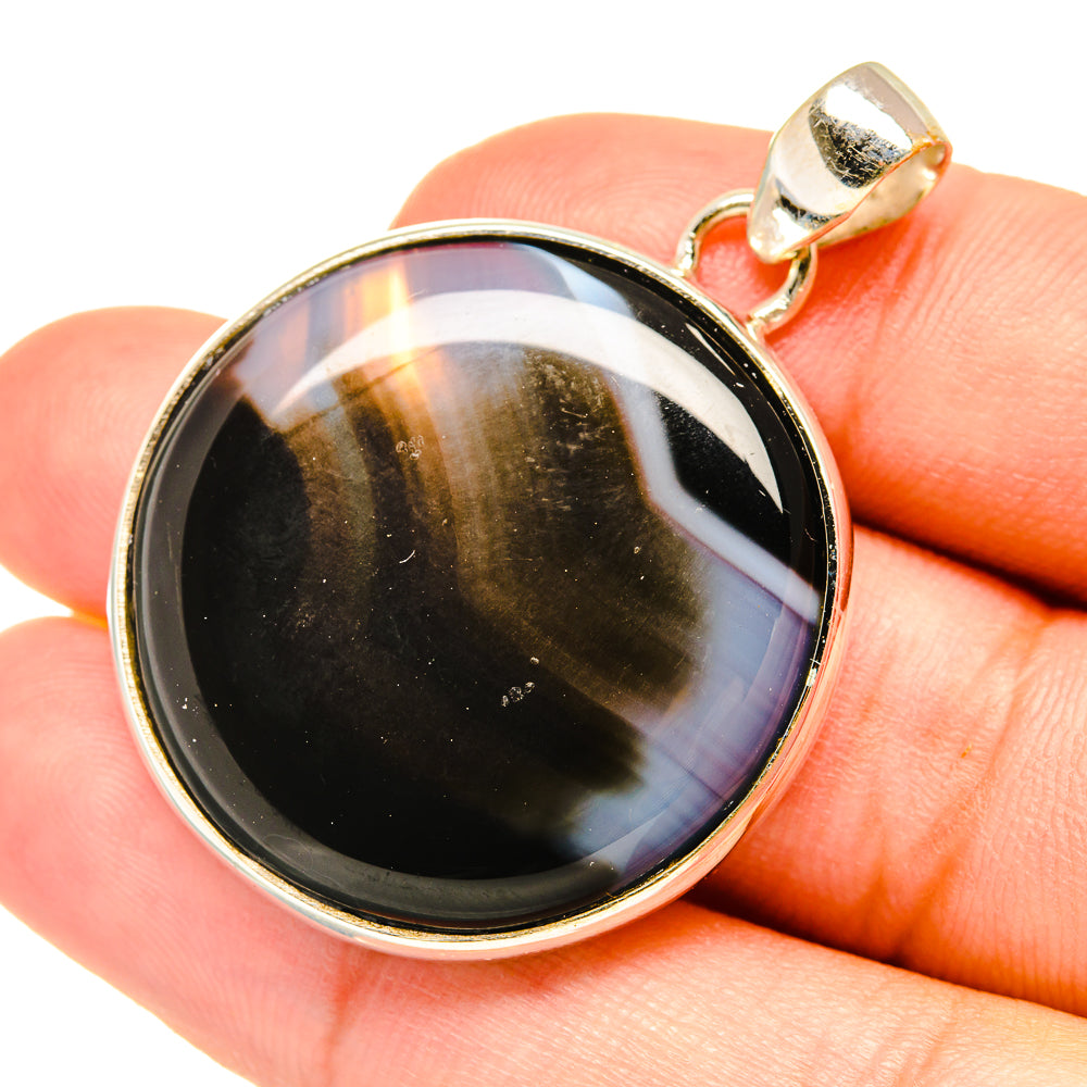 Black Banded Agate Pendants handcrafted by Ana Silver Co - PD7721