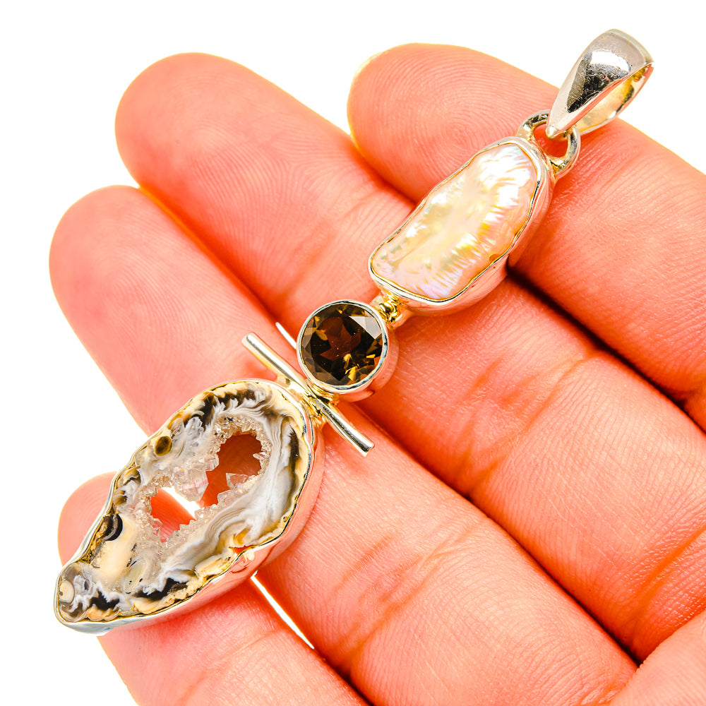 Coconut Geode Druzy Pendants handcrafted by Ana Silver Co - PD7747