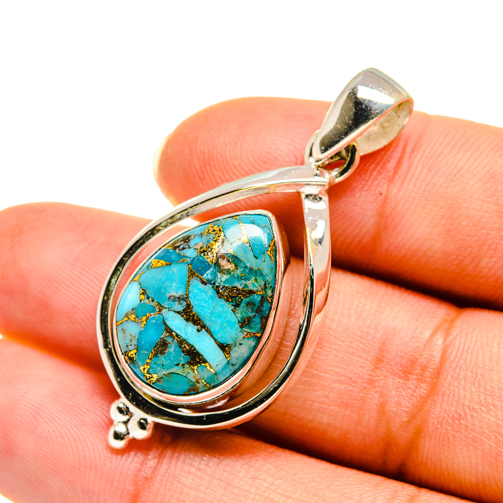 Blue Copper Composite Turquoise Pendants handcrafted by Ana Silver Co - PD7763