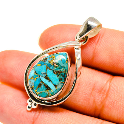 Blue Copper Composite Turquoise Pendants handcrafted by Ana Silver Co - PD7763
