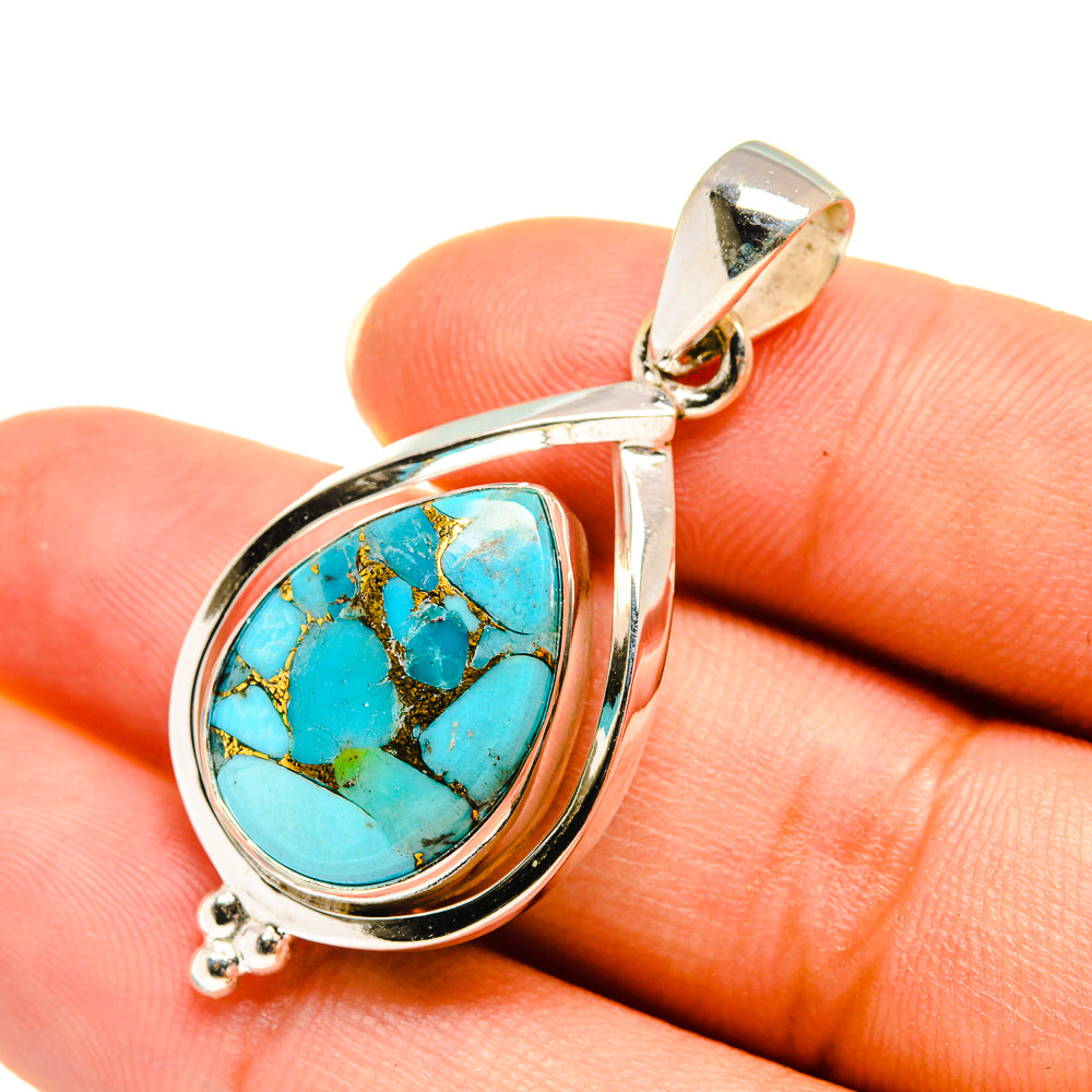 Blue Copper Composite Turquoise Pendants handcrafted by Ana Silver Co - PD7766