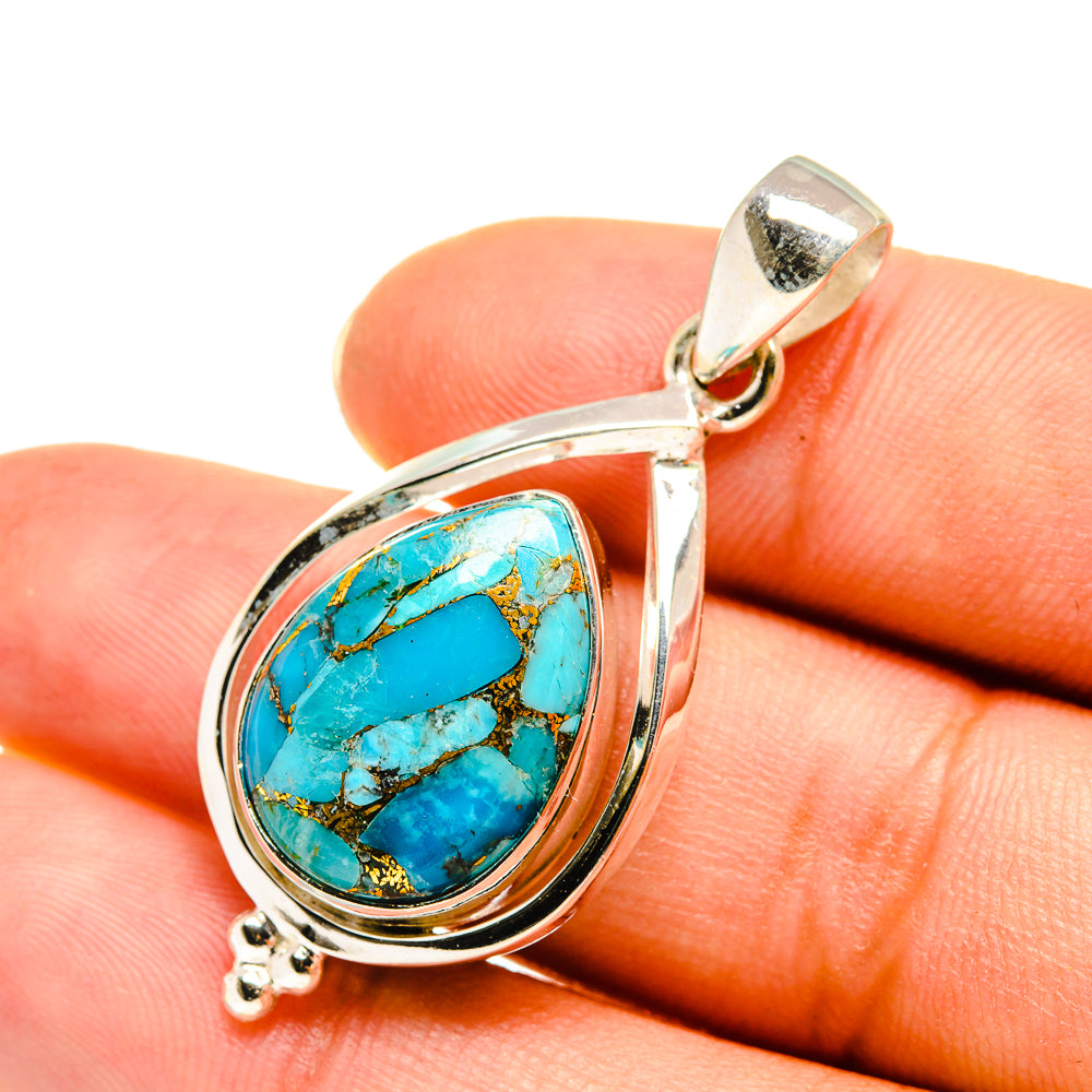 Blue Copper Composite Turquoise Pendants handcrafted by Ana Silver Co - PD7769