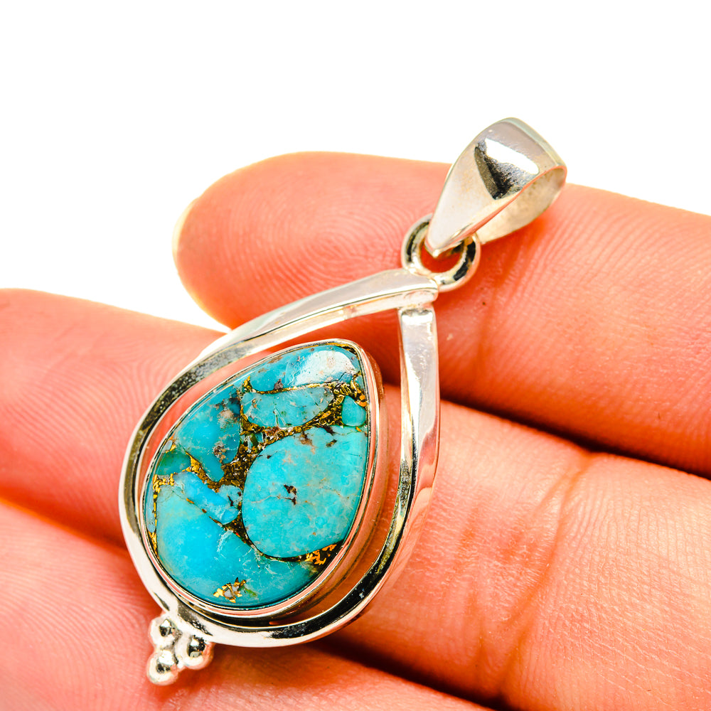 Blue Copper Composite Turquoise Pendants handcrafted by Ana Silver Co - PD7774