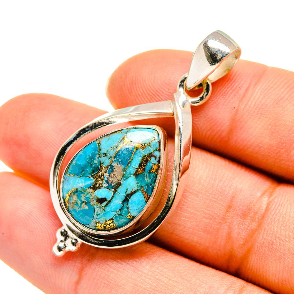Blue Copper Composite Turquoise Pendants handcrafted by Ana Silver Co - PD7779