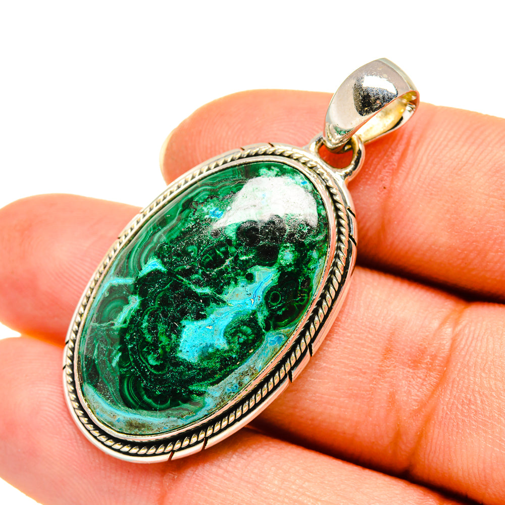 Malachite In Chrysocolla Pendants handcrafted by Ana Silver Co - PD7807