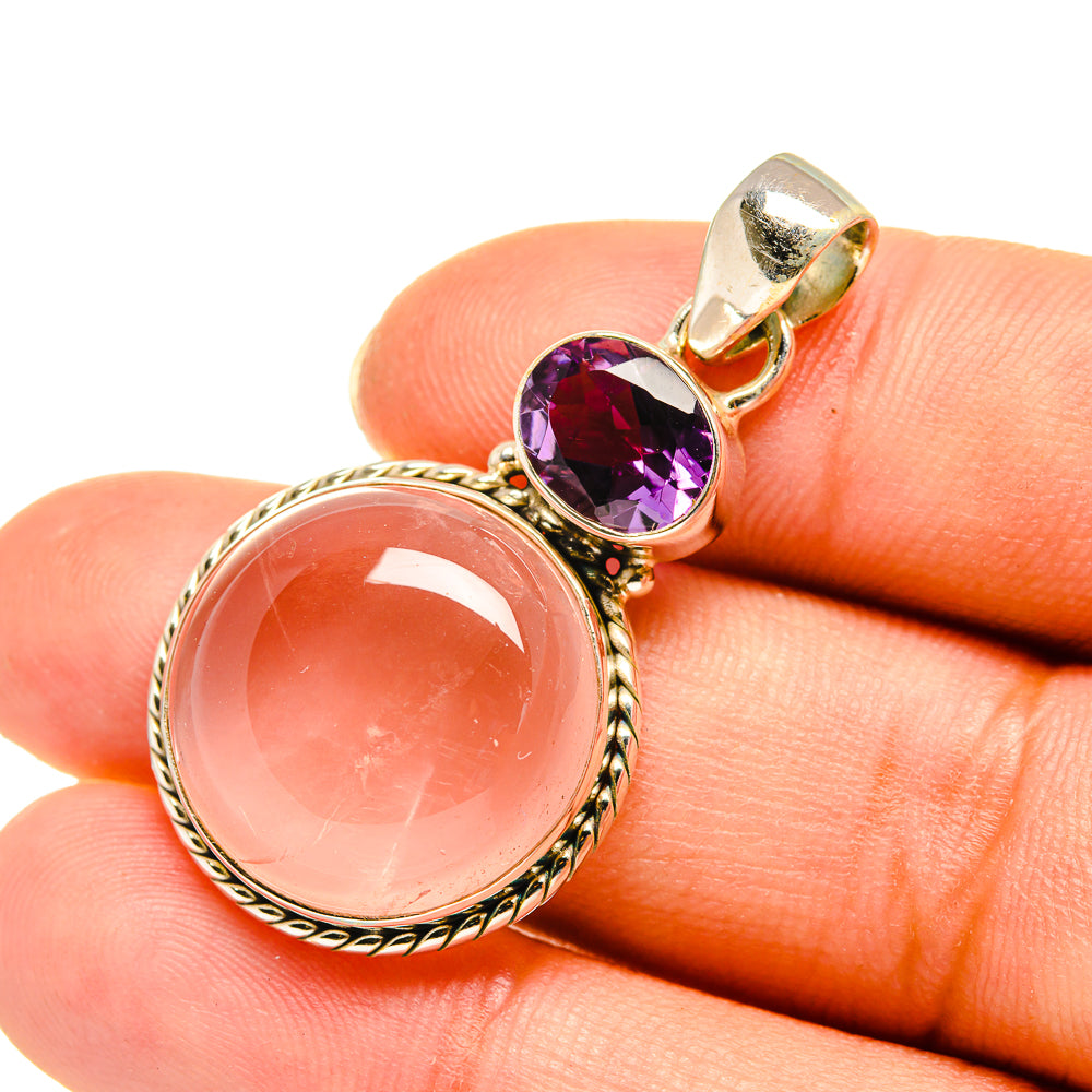 Rose Quartz Pendants handcrafted by Ana Silver Co - PD7860