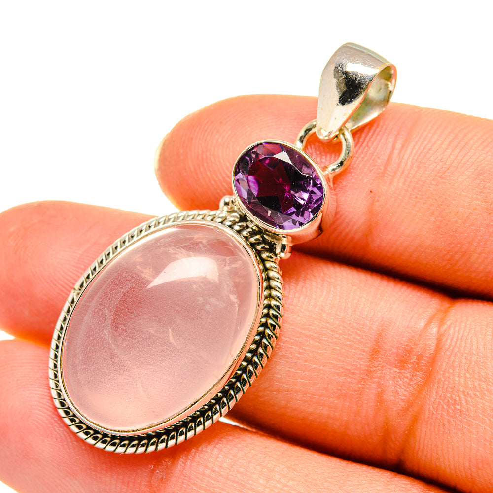 Rose Quartz Pendants handcrafted by Ana Silver Co - PD7867
