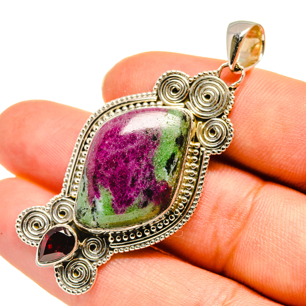 Ruby Zoisite Pendants handcrafted by Ana Silver Co - PD7943