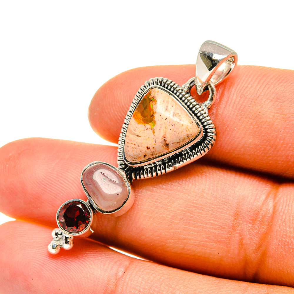 Mexican Fire Opal Pendants handcrafted by Ana Silver Co - PD7953