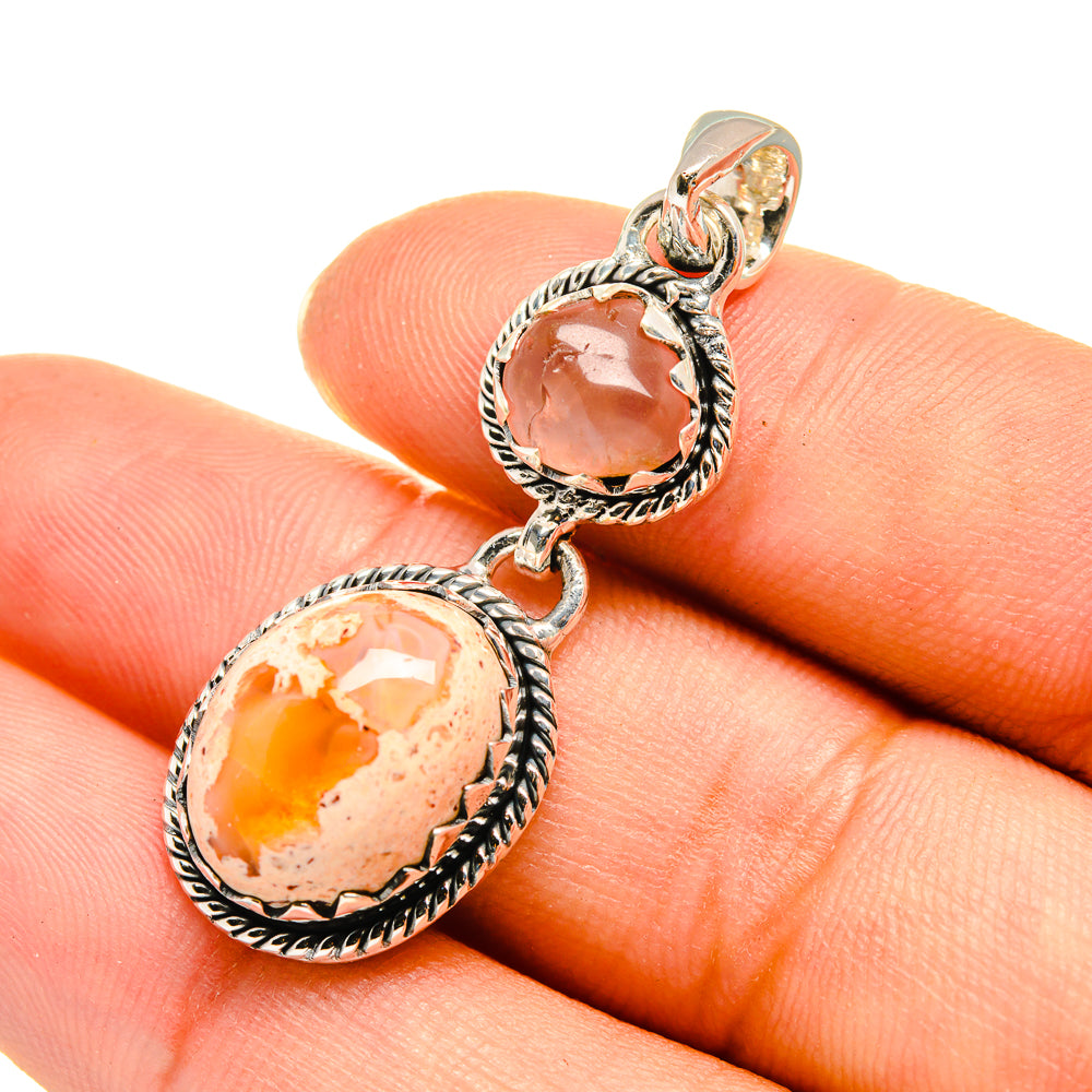 Mexican Fire Opal Pendants handcrafted by Ana Silver Co - PD7964