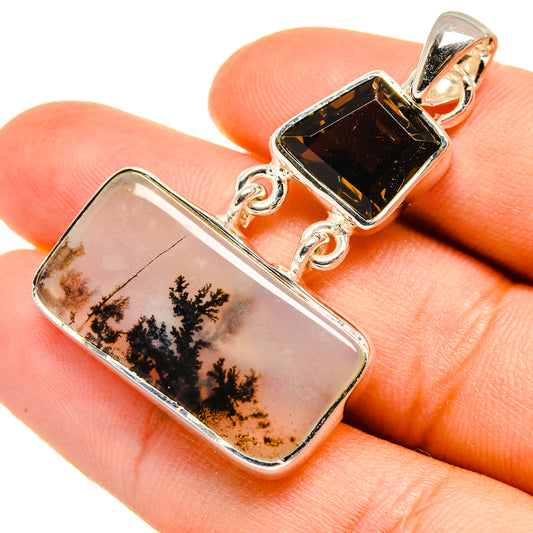 Scenic Dendritic Agate, Smoky Quartz Pendants handcrafted by Ana Silver Co - PD7999