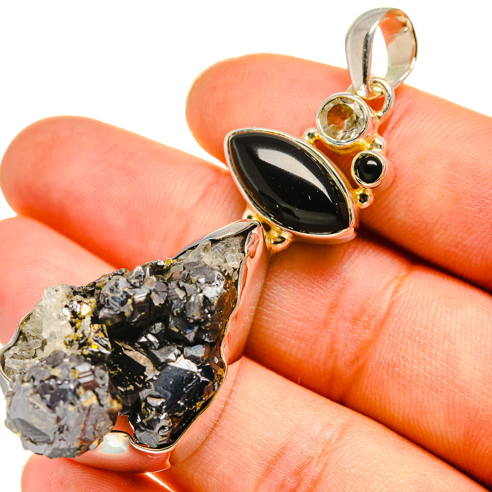 Shungite, Black Onyx, White Quartz Pendants handcrafted by Ana Silver Co - PD8000