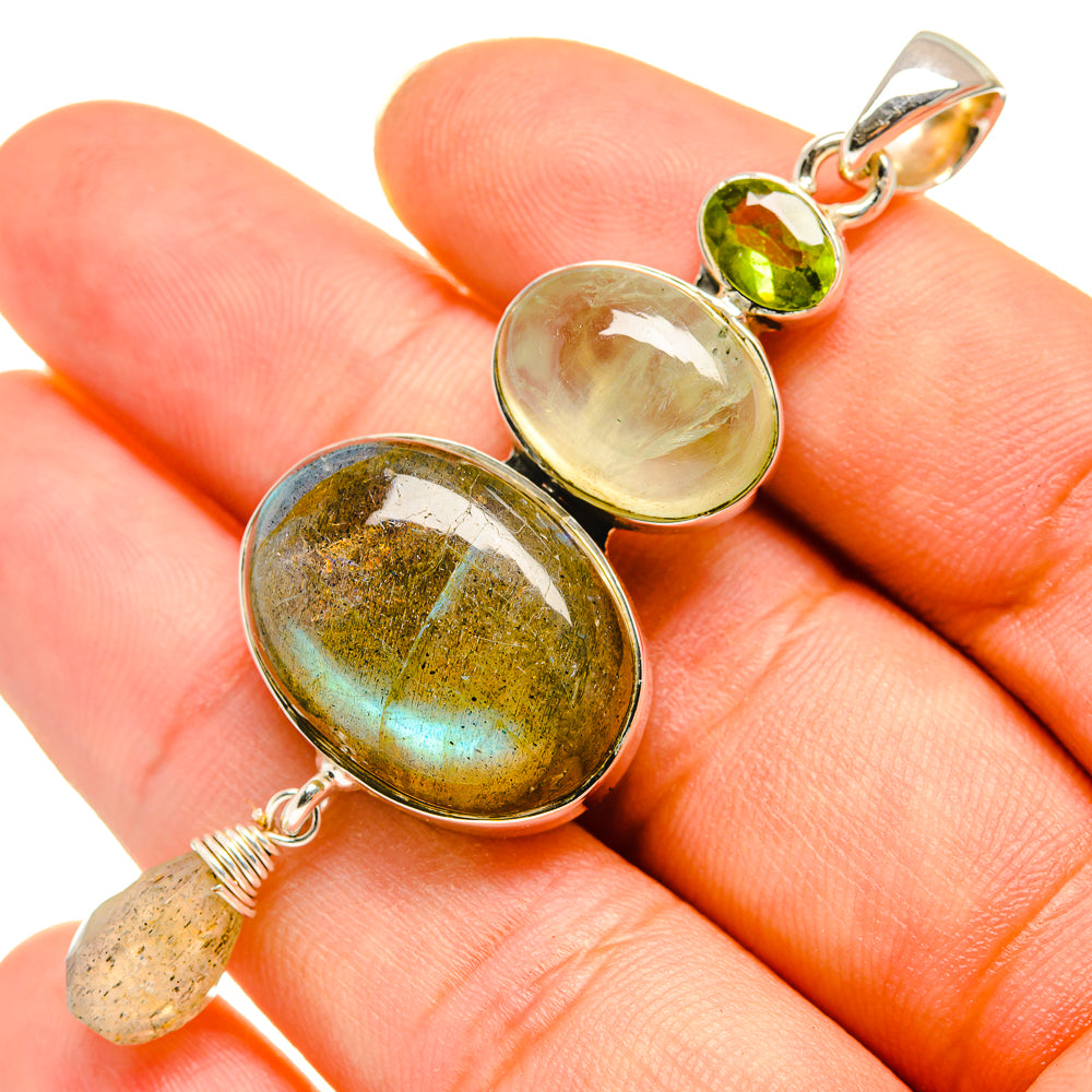 Labradorite, Prehnite, Peridot Pendants handcrafted by Ana Silver Co - PD8006