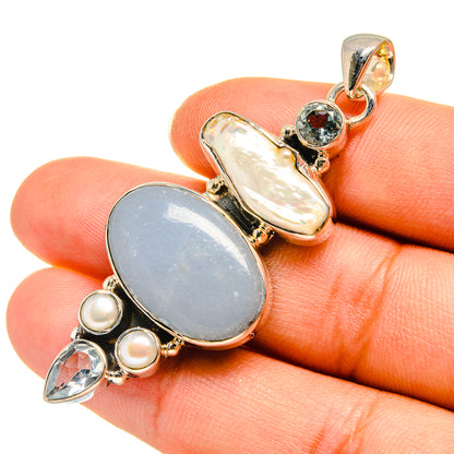 Owyhee Opal, Mother Of Pearl, Blue Topaz, Cultured Pearl Pendants handcrafted by Ana Silver Co - PD8010