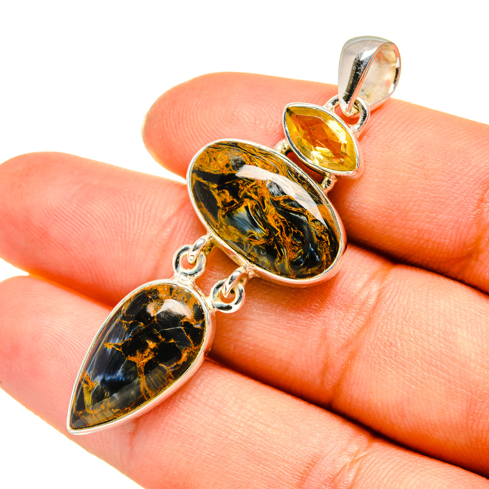 Pietersite, Citrine Pendants handcrafted by Ana Silver Co - PD8013