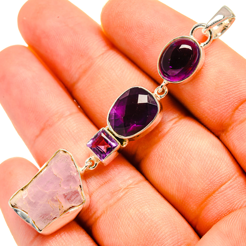 Kunzite, Amethyst Pendants handcrafted by Ana Silver Co - PD8017