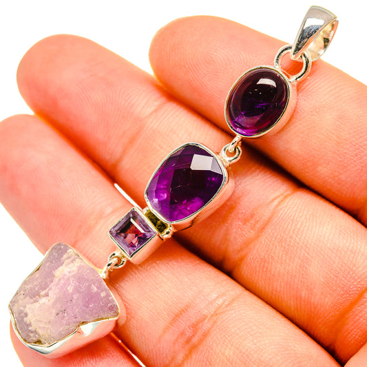 Kunzite, Amethyst Pendants handcrafted by Ana Silver Co - PD8019
