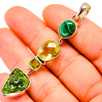 Chrome Diopside, Malachite, Green Amethyst, Peridot Pendants handcrafted by Ana Silver Co - PD8024