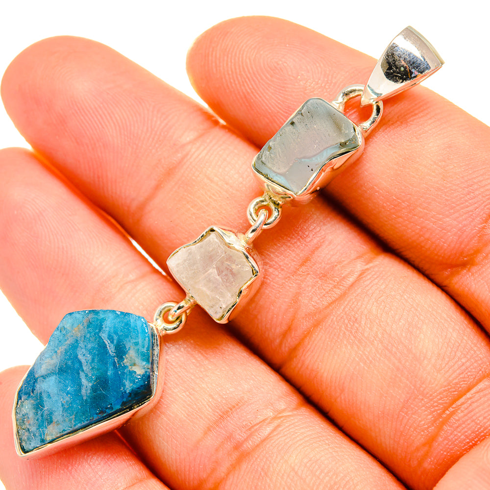 Apatite, Aquamarine, Rainbow Moonstone Pendants handcrafted by Ana Silver Co - PD8025