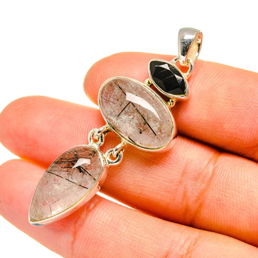 Tourmalinated Quartz, Black Onyx Pendants handcrafted by Ana Silver Co - PD8033
