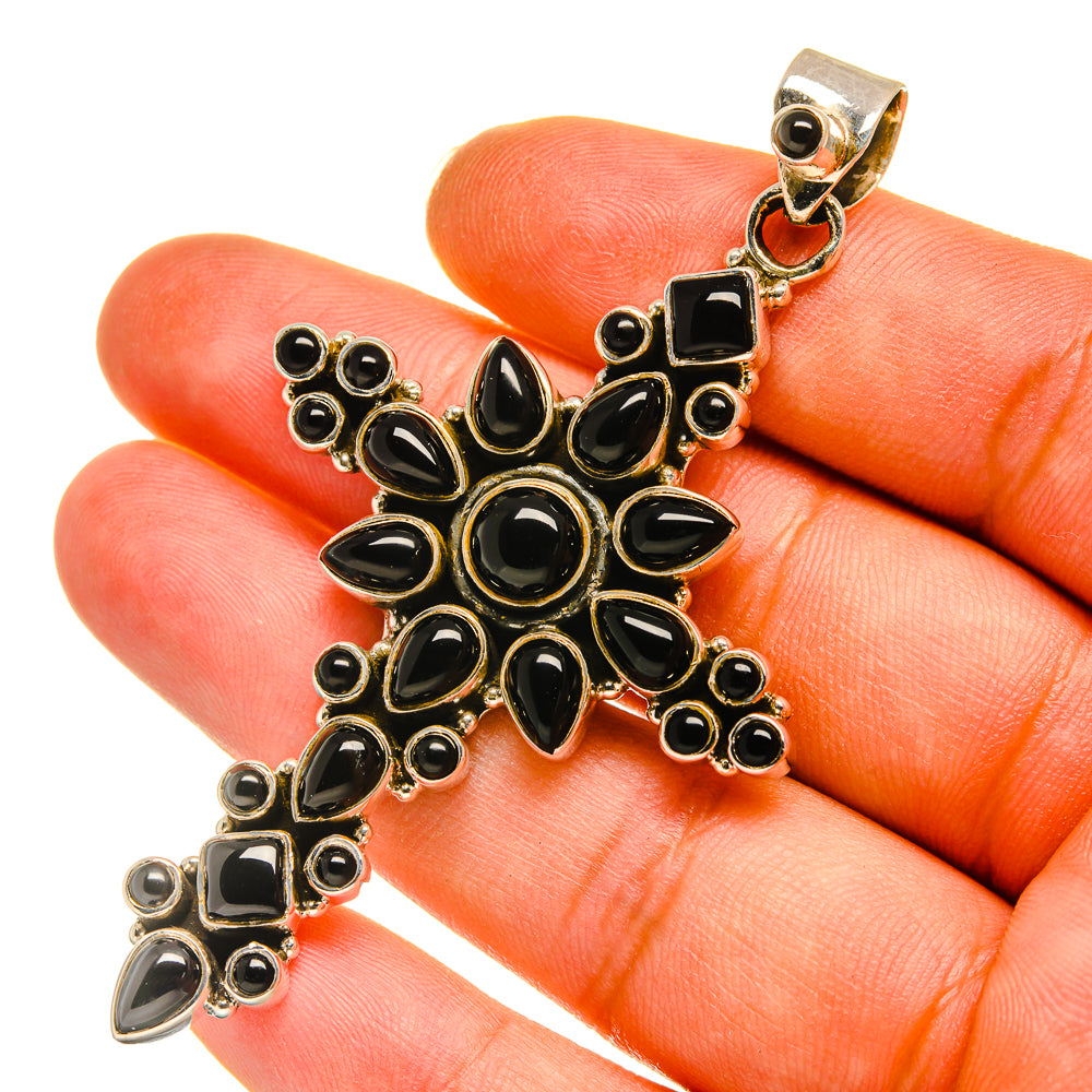 Black Onyx Cross Pendants handcrafted by Ana Silver Co - PD8034