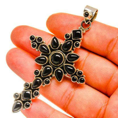 Black Onyx Cross Pendants handcrafted by Ana Silver Co - PD8034