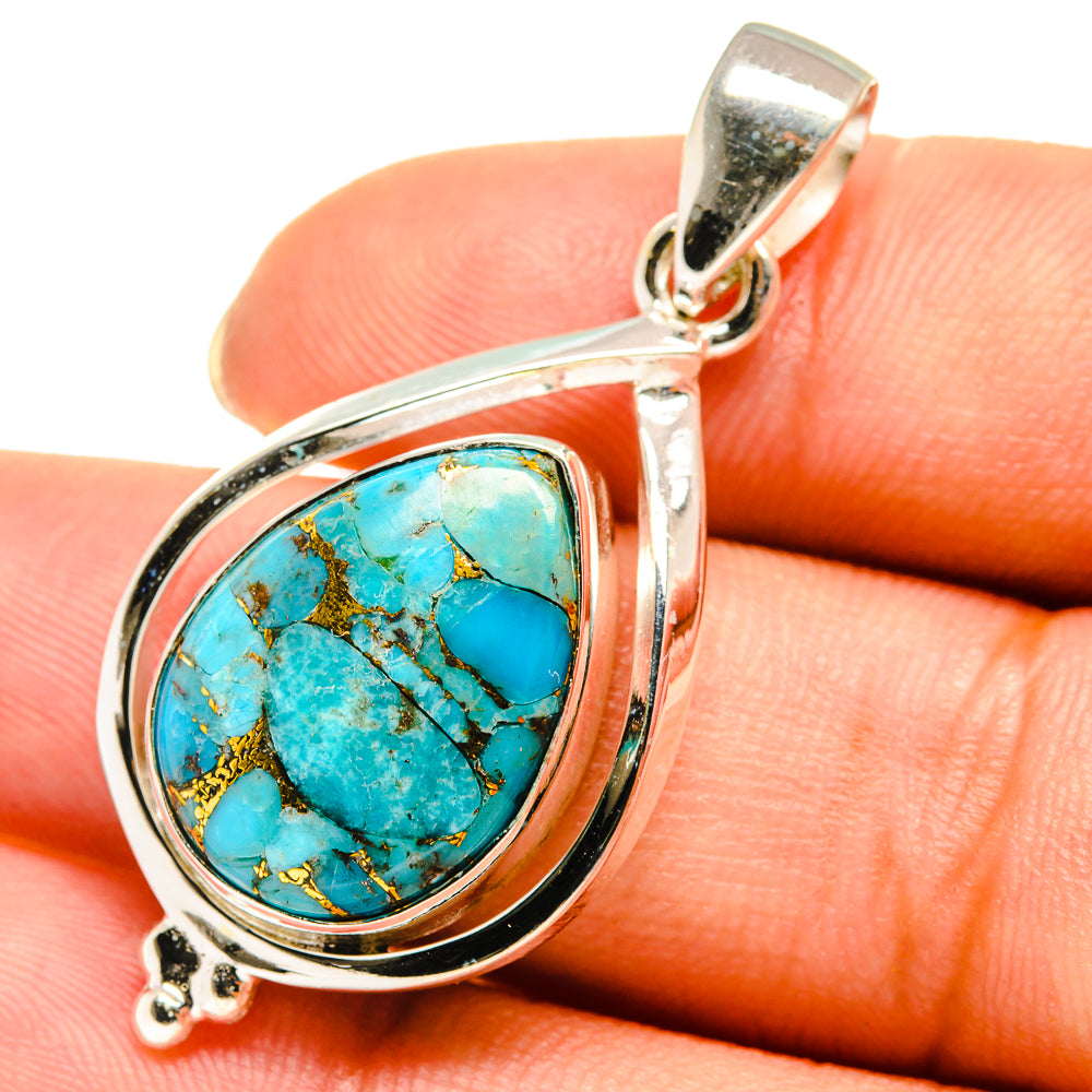 Blue Copper Composite Turquoise Pendants handcrafted by Ana Silver Co - PD8046