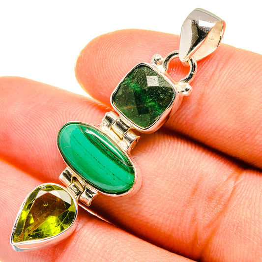 Malachite, Emerald, Peridot Pendants handcrafted by Ana Silver Co - PD8071